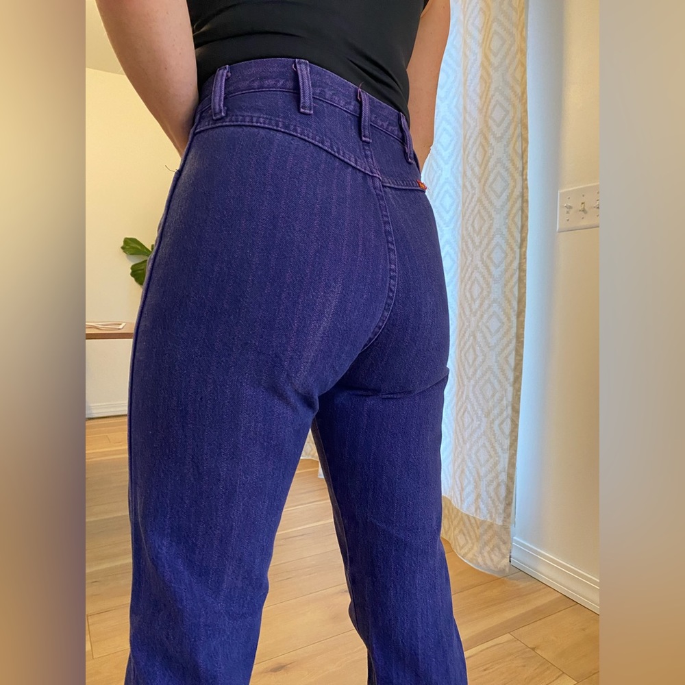 Vintage cowboy catchers!  These are amazing, pinstripe purple & high waisted